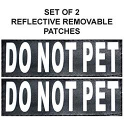 Doggie Stylz Set of 2 Reflective DO NOT PET Removable Patches with Hook Backing for Working Dog Harnesses & Vests. Durable and Interchangeable - Comes in 3 Sizes Small, Medium and Large