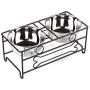 VIVIKO Bone Style Pet Feeder for Dog Cat, Stainless Steel Food and Water Bowls with Iron Stand