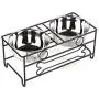 VIVIKO Bone Style Pet Feeder for Dog Cat, Stainless Steel Food and Water Bowls with Iron Stand VIVIKO Bone Style Pet Feeder for Dog Cat, Stainless Steel Food and Water Bowls with Iron Stand