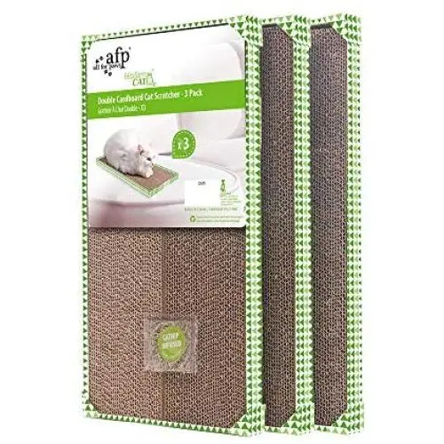 ALL FOR PAWS Cat Cardboard Scratcher - Set of 3, Anti Scratching Mat for Cats, Double Side Kitty Scratching Pad with Catnip ALL FOR PAWS Cat Cardboard Scratcher - Set of 3, Anti Scratching Mat for Cats, Double Side Kitty Scratching Pad with Catnip