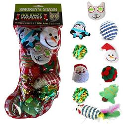 Smokeys Stash Christmas Cat Toys Stocking Catnip Toys Sisal Rope Kitten Toys for Cats