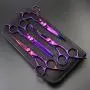 Freelander Pet Grooming Scissors Set 5PCS Stainless Steel Pet Trimmer Kit Hair Care for Dog or Cat with 6 inch Cutting Scissors Thinning Shear Curved Scissors Grooming Comb (purple)