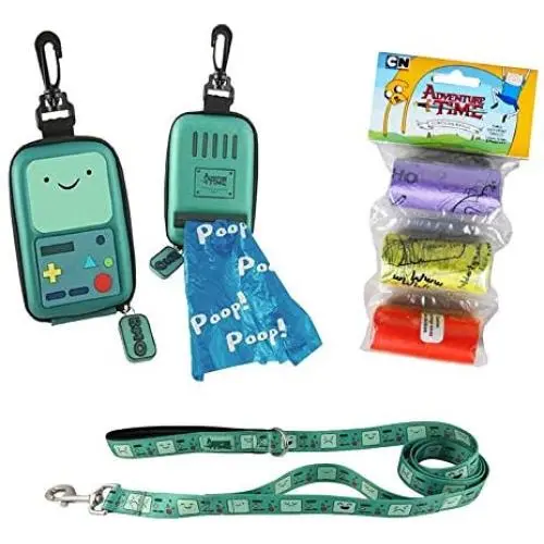 Toynk Adventure Time BMO Pet Gift Set with Dog Leash, Waste Bag Dispenser, & Waste Bag