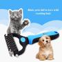 GSODC Pet Grooming Brush Tool 2 in 1 Sided Undercoat Rake for Cats & Dogs 17&9 Teeth Safe Dematting Comb for Easy Mats & Tangles Removing - No More Nasty Shedding and Flying Hair