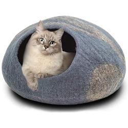 Philojoy Premium Felt Cat Bed Cave Eco Handmade 100% Merino Wool Beds for Cats and Kittens, Covered and Comfortable Cat House and Bed for Kitty (Large)