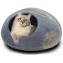 Philojoy Premium Felt Cat Bed Cave Eco Handmade 100% Merino Wool Beds for Cats and Kittens, Covered and Comfortable Cat House and Bed for Kitty (Large)