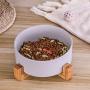 Ceramic Dog Bowls with Wood Stand, Dog Water Bowls and Food Dish, Heavy Weighted or No Tip Over Dog Comfort Food Bowls, Stoneware Pet Bowl,Extra High Capacity 8.4'' Diameter, for Large Dogs