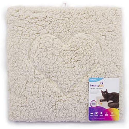 SmartyKat, Crinkle Cloud, Cat Mat and Bed, Snuggly Cat Rug, Soft Plush, Faux Sheepskin, Lightweight, Machine Washable, with Crinkle Sound