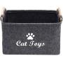 Geyecete CAT Toys Storage Bins - with Wooden Handle, Pet Supplies Storage Basket/Bin Kids Toy Chest Storage Trunk-CAT