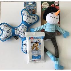 HeyZeus Designs Pet Squeaky Toy Bundle for Med-Lar Dogs 3 Pieces.Great Holiday Bundle Ready to GO! Includes Reusable Bucket and Ribbon!