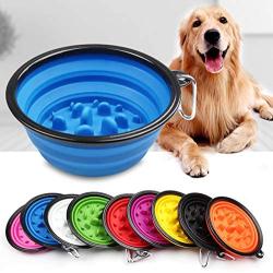 Interactive Slow Feeder Dogs Bowl , Safety& Collapsible& Foldable Feeding Pets Bowls for Traveling and Outdoor Activities (Orange)