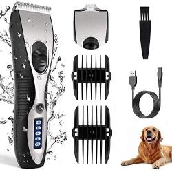 Telfun Dog Clippers for Grooming,New Upgrade 2 Blades Electric Dog Trimmer,USB Rechargeable Low Noise Cat Clippers Cordless Pet Grooming Tools Suitable for Hair Trimming of All Parts of The Pets Body
