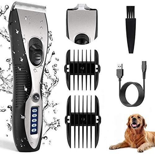 Telfun Dog Clippers for Grooming,New Upgrade 2 Blades Electric Dog Trimmer,USB Rechargeable Low Noise Cat Clippers Cordless Pet Grooming Tools Suitable for Hair Trimming of All Parts of The Pets Body