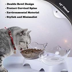 Love Dream Raised Cat Food Water Bowls with Stand, 15° Tilted Pet Bowl Stress-Free Suit for Cats Small Dogs, Non-Slip Elevated Pet Food Water Feeder Bowls