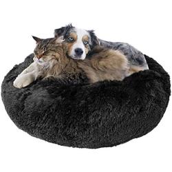 Downtown Pet Supply Premium Donut Dog Bed, Cozy Poof Style Giant Pet Bed Great for Cats & Dogs - Orthopedic, Washable, Durable Dog Bed (Black, Small)