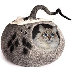 MEOWFIA Premium Cat Bed Cave (Large) - Eco Friendly 100% Merino Wool Beds for Cats and Kittens