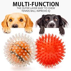 Spike Ball with Tennis Dog Toy, Medium 3.8'', TPR Throw Interactive Play Cleans Teeth for Medium Larger Pet (2 Balls)