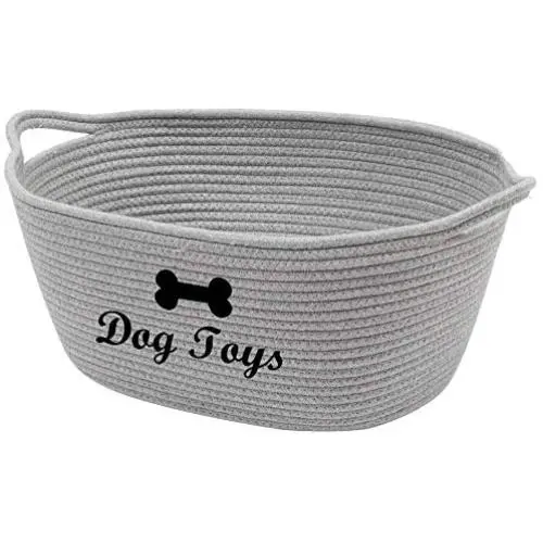 Geyecete Natural Cotton Rope Baskets for Storage Dog Toy Basket Clutter Organizer Room Storage Bins Toy chests Pet Storage Box Rope Basket