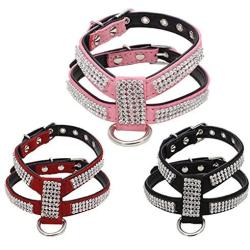 Dogs Kingdom Full Shining Leather Pet Dog Harness Customized Rhinestone Puppy Small Medium Dog Chihuahua Harness