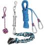 Spring Pole Dog Rope Toys with a Big Spring Pole Kit, 2 Different Twisted Cotton Rope Chew Toys and a 16ft Rope - Safe for Dogs to Pulling, Chasing, Chewing, Teasing, Training