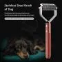 Awtang Pet Undercoat Rake Dematting Tool for Dogs Cats Grooming Comb 20 Stainless Steel Blades Dog Brush with Wooden Handle