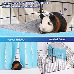 Sky Blue, Pink, Purple, Green & Strawberry Red Guinea Pig Hideout, Corner Fleece Forest Hideaway for Guinea Pigs, Ferrets, Chinchillas, Rats, Bunny & Other Small Animals Without Metal Fences