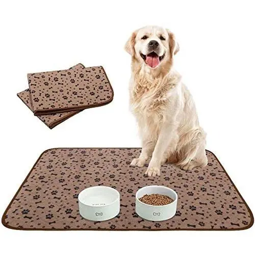 Waterproof Dog Food Mat Non-Slip - 2 Pack Dog Bowl Mat Absorbent Pet Feeding Mats Washable Pee Pads for Puppies Cats, Bone & Paw Pattern 35.4'' X 23.6'' Waterproof Dog Food Mat Non-Slip - 2 Pack Dog Bowl Mat Absorbent Pet Feeding Mats Washable Pee Pads for Puppies Cats, Bone & Paw Pattern 35.4'' X 23.6''