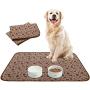 Waterproof Dog Food Mat Non-Slip - 2 Pack Dog Bowl Mat Absorbent Pet Feeding Mats Washable Pee Pads for Puppies Cats, Bone & Paw Pattern 35.4'' X 23.6''