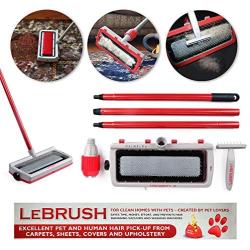 LeBrush 2.0 Universal Pet Dog Cat Hair Remover Brush Broom Tool, Multi-Functional Carpet & Fabric Cleaning Broom Brush Tool for Picking up Cat, Dog, Pet Hair Fur with Vacuum Cleaner Adapter