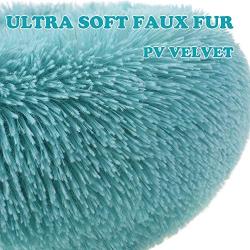 otoez Round Plush Donut Pet Bed Fur Donut Cuddler Warm Soft Dog Cat Cushion Bed Calming Bed Non-Slip Bottom (15''/19''/23/27''/31/39)