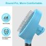 Pawaboo Pet Slicker Brush, Self Cleaning Pet Deshedding Grooming Tools Trimmer Gentle Massage Comb Brush with Quick Hair Clean Button for Small Medium Large Dogs/Cats, Blue