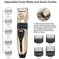 Miserwe Rechargeable Cordless Pet Clippers Low Noise Electric Horse Grooming Clippers with Guard Combs Brush for Horse