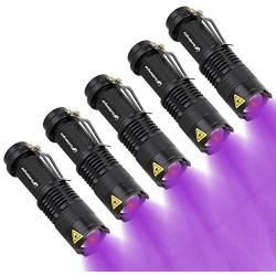 Black Light Led Flashlights,Goldenguy Blacklight Pets Urine and Stains Detector Zoomable Flashlight 395 nm LED Blacklights for Dog&Cat Urine Bed Bug (5 Pack)