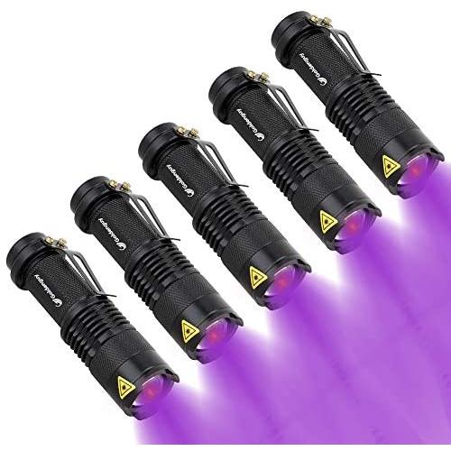 Black Light Led Flashlights,Goldenguy Blacklight Pets Urine and Stains Detector Zoomable Flashlight 395 nm LED Blacklights for Dog&Cat Urine Bed Bug (5 Pack)