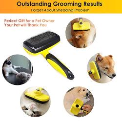 Cute Paws Self Cleaning Slicker Dog Brush, Great for Removing Underlying, Undercoat, Mats and Tangled Hair, Make Your Dog or Cat Comfortable Being Brushed with the Grooming Brush