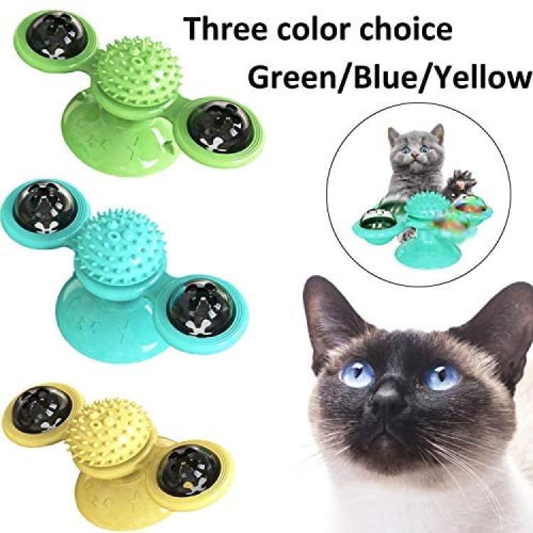 Pet Life Yellow 'Windmill' Rotating Suction Cup Spinning Cat Toy