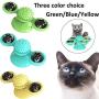 HSONLINE Windmill Cat Toy, Portable Turntable Teasing Toys Pet Training Interactive Balls, Scratching Tickle Cats Hair Brush with Rotating Led Ball & Catnip Ball, Suction Cup Base Pet Toys