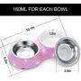 SAVORI Small Cat Bowls Pink, 320ML Handmade Bling Rhinestones Stainless Steel Pet Bowls Removable Double Food Water Feeder for Puppy Cats Dogs