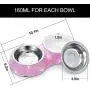SAVORI Small Cat Bowls Pink, 320ML Handmade Bling Rhinestones Stainless Steel Pet Bowls Removable Double Food Water Feeder for Puppy Cats Dogs