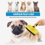 Avont Self Cleaning Slicker Brush for Dogs and Cats, Undercoat Rake Grooming Brush Deshedding Tool Pet Removes Mats, Tangles, and Loose Hair -Yellow