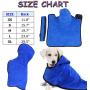 Bonaweite Microfiber Dog Bathrobe, Quick Drying Pet Bath Robe, Pets Super Absorbent Towel for Dogs and Cats, Machine Washable-Blue