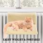 Strong Hanging Cat Hammock - Plush Pet Shelf - Folds Easily for Travel - Hang Anywhere (Beige and Grey)
