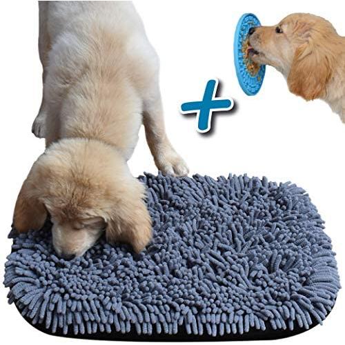 bouba choice Snuffle Mat for Dogs 21.65'' x 16.54'' Snuffle Mat to Encourage Natural Foraging - Ideal Dog Feeding Mat and Breeds with Bonus Dog Shower Lick Pad