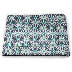 DayDayFun Geometric Pet Bed Ancestral Middle East Inspired Square Shapes with Diagonal Alignment Monochrome Easy-to-Clean Pet Mat Grey Beige