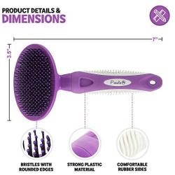 Round Bristle Pet Brush for Dogs and Cats - Gentle Grooming for Short or Long Hair - Soft Tool for Sensitive Skin Removes Dander, Dirt, and Detangles - Purple