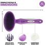 Round Bristle Pet Brush for Dogs and Cats - Gentle Grooming for Short or Long Hair - Soft Tool for Sensitive Skin Removes Dander, Dirt, and Detangles - Purple