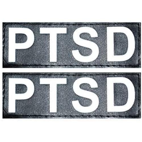 Doggie Stylz Set of 2 Reflective “PTSD” Removable Patches with Hook Backing for Working Dog Harnesses & Vests. Durable and Interchangeable - Comes in 3 Sizes Small, Medium and Large
