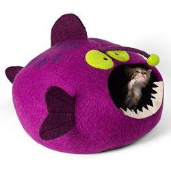 Twin Critters - Handcrafted Cat Cave Bed (Large) I Ecofriendly Cat Cave I Felted from 100% Natural Merino Wool I Handmade Pod for Cats and Kittens I Warm and Cozy cat Bed