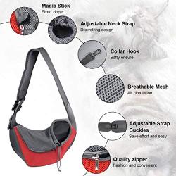 YouJia Pet Dog Sling Carrier, Breathable Mesh Travelling Pet Hands-Free Sling Bag Adjustable Padded Strap Front Pouch Single Shoulder Bag for Dogs Cats