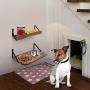 Emfogo Dog Bowls Customized Height Wall Mounted Elevated Pet Feeder with 2 Stainless Steel Dog or Cat Dishes and Storage Shelf Rustic Wood Raised Pet Bowls 15.8 in L